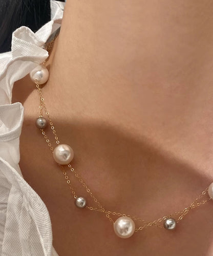New Pearl 14k Gold Layered Light Luxury Necklace