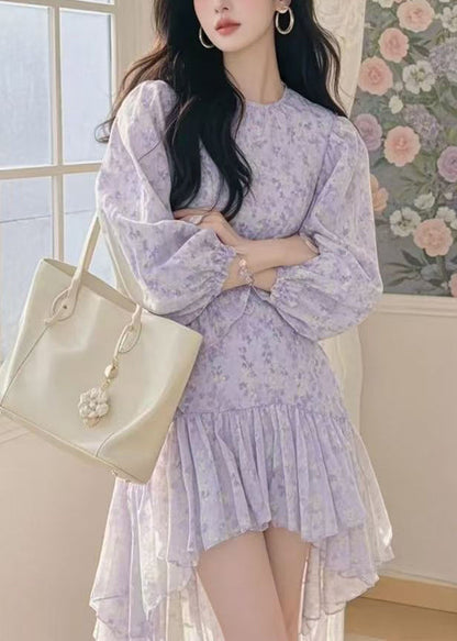 New Pink Asymmetrical Print Cotton Mid Dress Spring