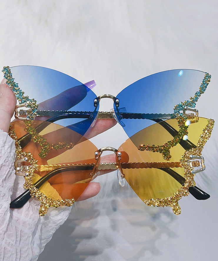 New Pink Butterfly Zircon Sunglasses