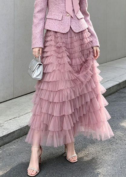 New Purple Woolen Coat And Tulle Ruffled Skirts Women Sets 2 Pieces Fall