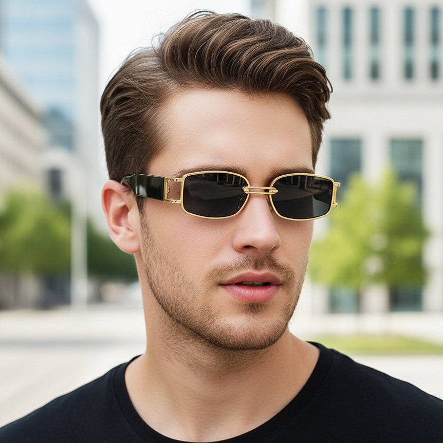 New Red Square Framed Metal Unisex Sunglasses