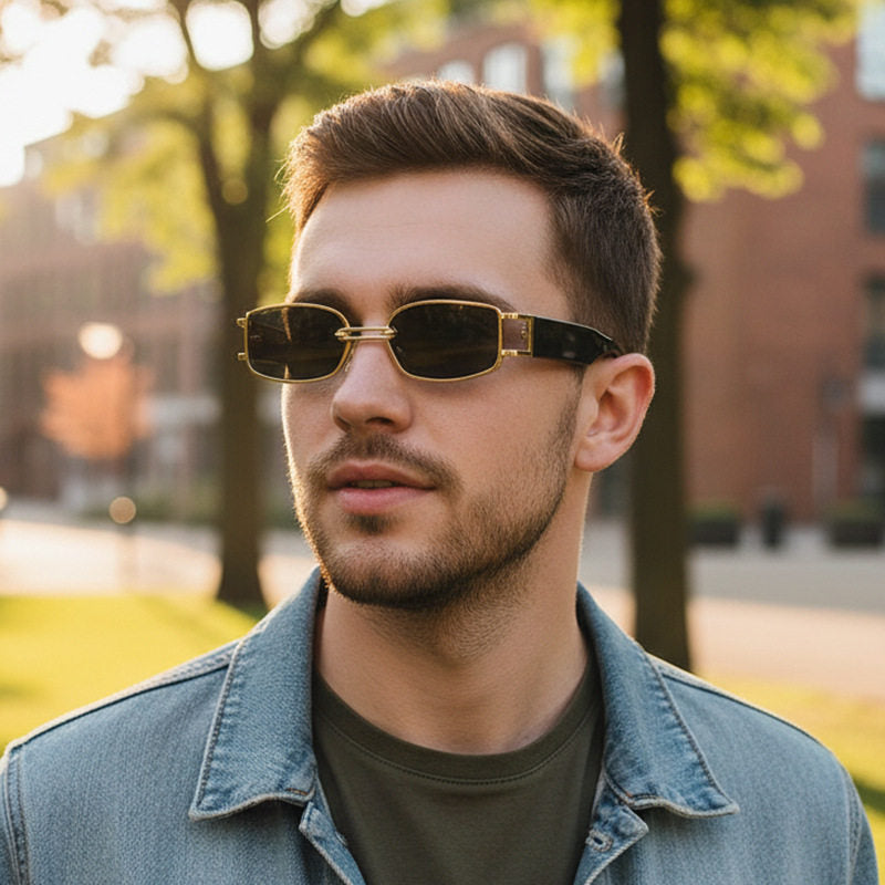 New Red Square Framed Metal Unisex Sunglasses