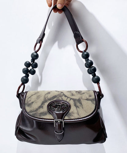 New Retro Chocolate Ink Wash Painting Faux Leather Shoulder Bags