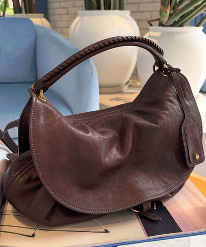 New Retro Style Brown Belt Buckle Calf Leather Shoulder Bag