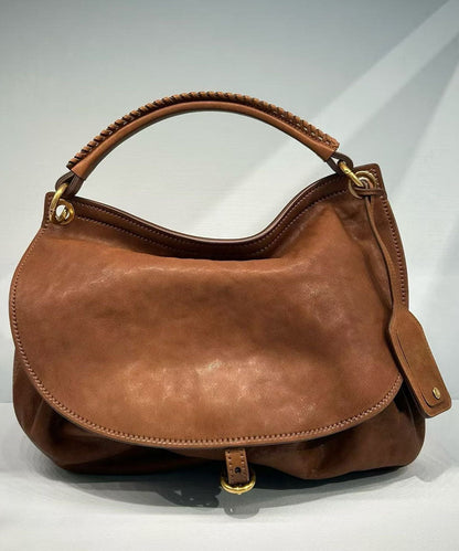 New Retro Style Brown Belt Buckle Calf Leather Shoulder Bag