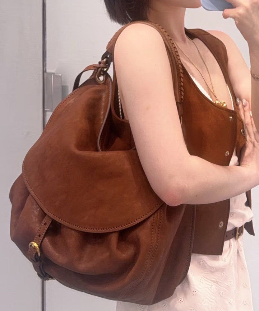 New Retro Style Brown Belt Buckle Calf Leather Shoulder Bag