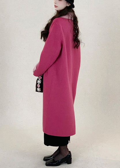 New Rose Peter Pan Collar Bow Wool Long Coats Winter