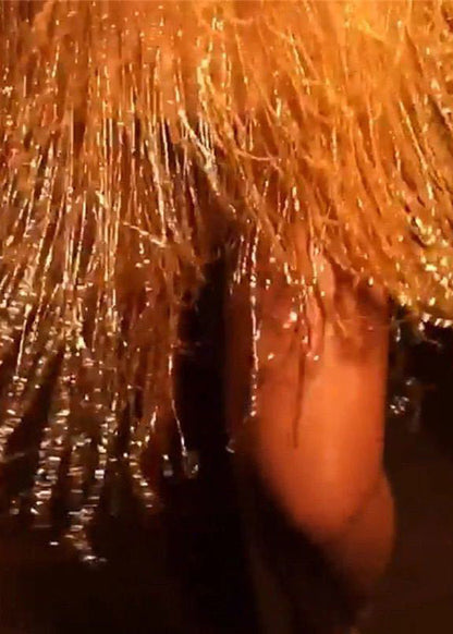 New Sexy V-Neck Gold Tassel Sequined Suspender Dress