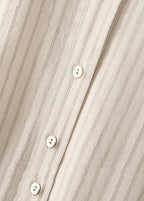 New Striped O Neck Button Cotton Long Dresses Sleeveless