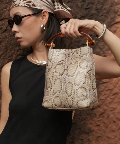 New Style Navy Snake Patterned Calf Leather Tote Handbag