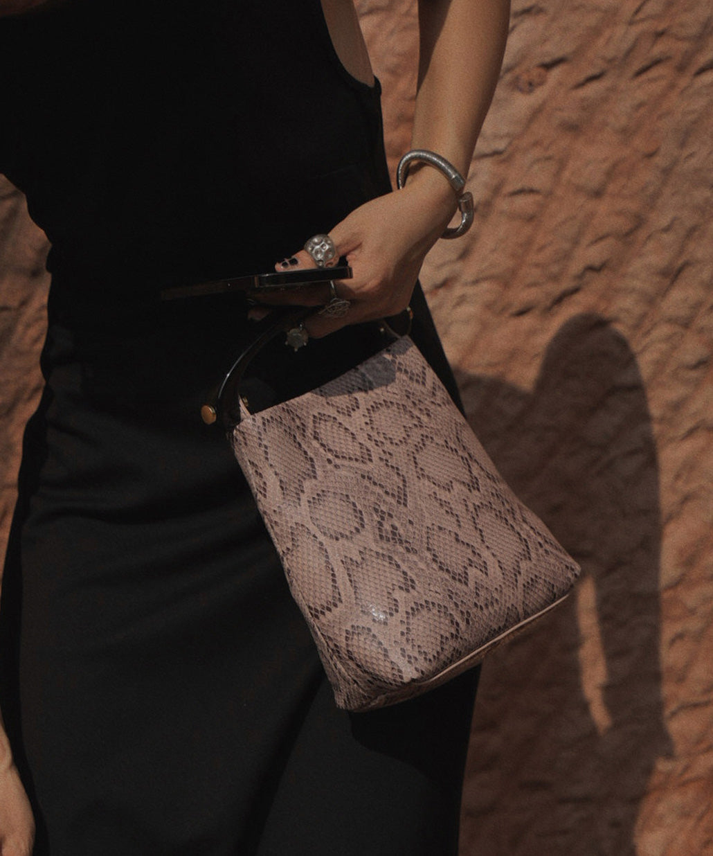New Style Navy Snake Patterned Calf Leather Tote Handbag