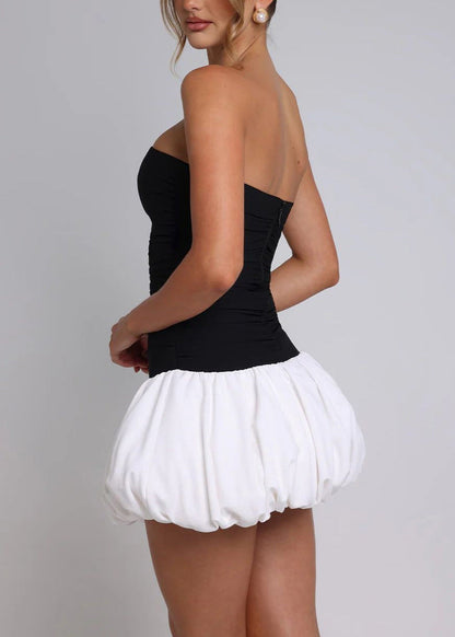 New Stylish Sexy Black Wrinkled Strapless Mini Dress