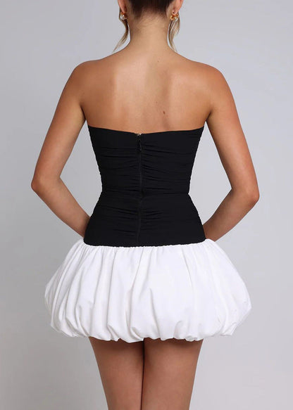 New Stylish Sexy Black Wrinkled Strapless Mini Dress