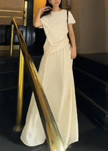 Load image into Gallery viewer, New White O Neck Solid Tops And Skirts Cotton Two-Piece Set Summer