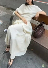 Load image into Gallery viewer, New White O Neck Solid Tops And Skirts Cotton Two-Piece Set Summer