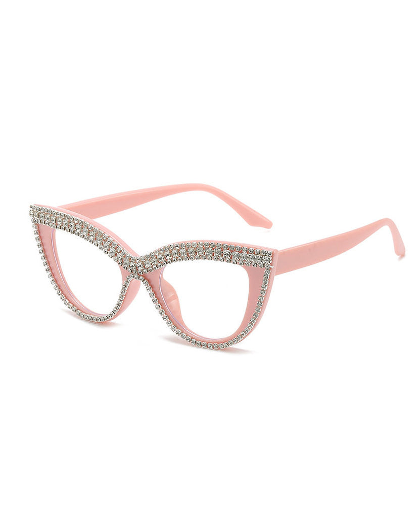 New Women Champagne Zircon Full Frame Reading Glasses