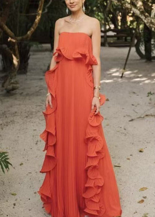 New Yellow Cold Shoulder Wrinkled Solid Chiffon Ankle Dress Sleeveless