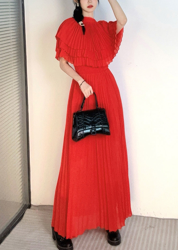 New Yellow Wrinkled Lace Up Chiffon Cape Dresses Summer