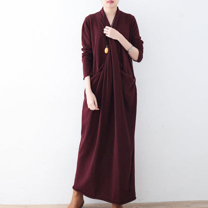 New burgundy sweater dresses plussize pullover vintage asymmetric winter dress