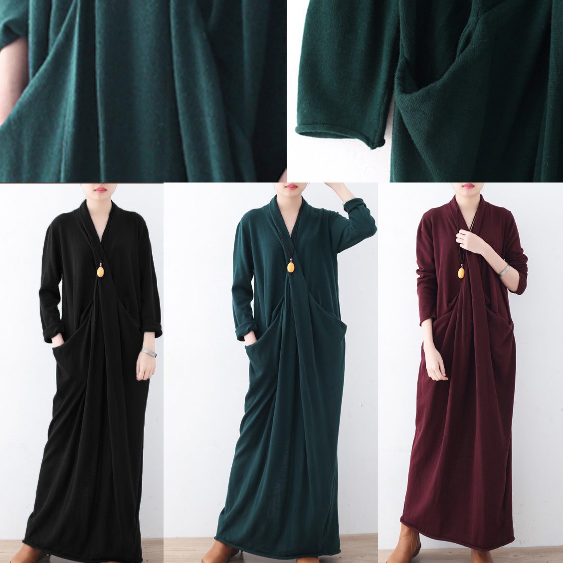 New burgundy sweater dresses plussize pullover vintage asymmetric winter dress