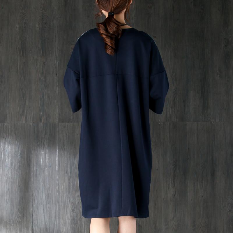 New cotton knee dress plus size clothing Cotton Short Sleeves Women Splicing Dress