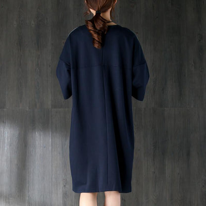 New cotton knee dress plus size clothing Cotton Short Sleeves Women Splicing Dress