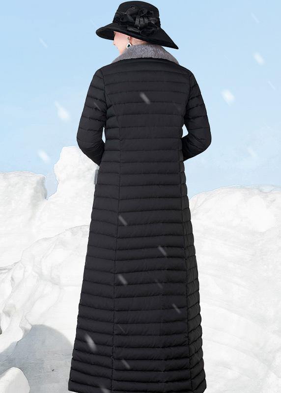 New oversize down jacket lapel collar overcoat black  warm winter coat - SooLinen