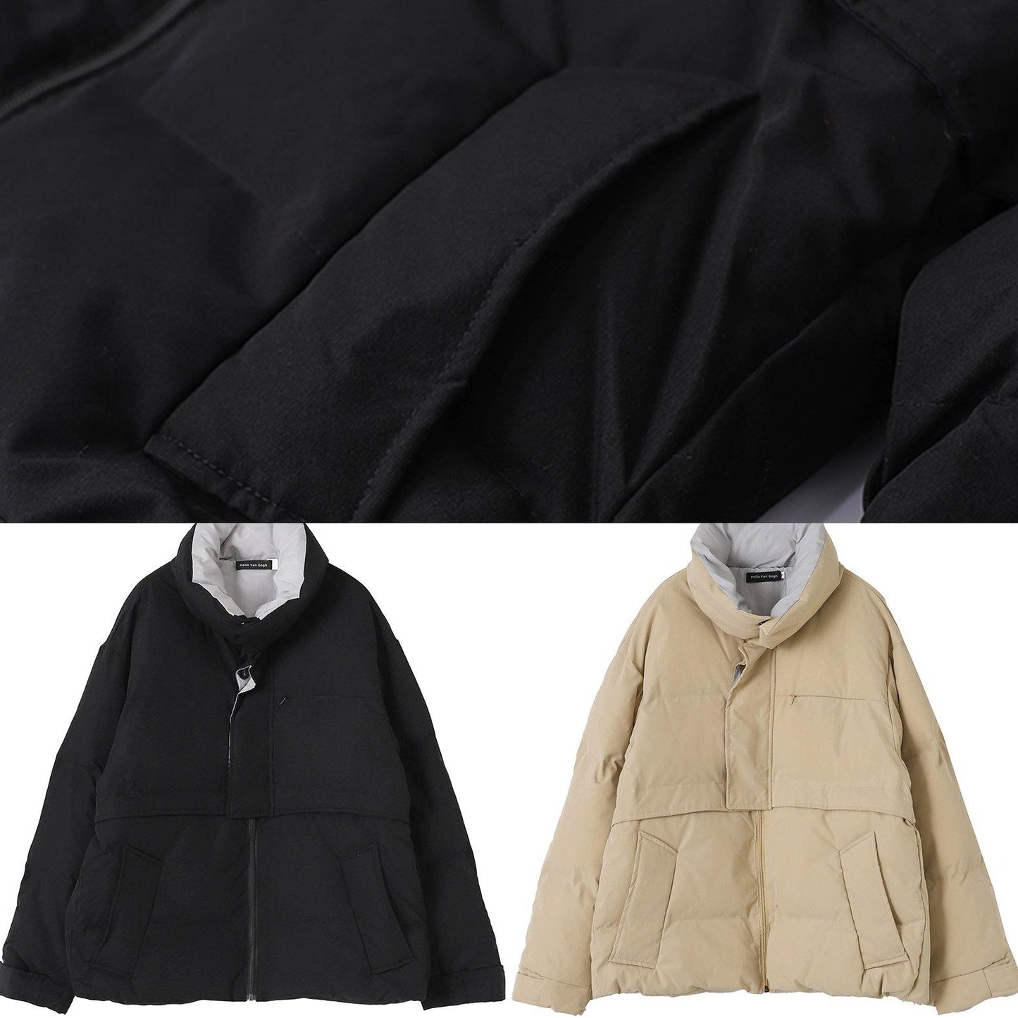New plus size clothing Jackets nude stand collar patchwork outwear - SooLinen