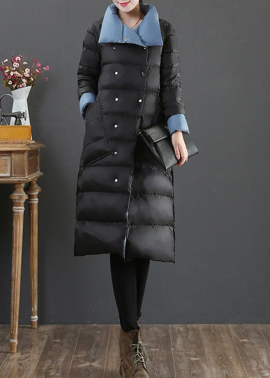 New plus size clothing snow jackets Jackets black stand collar pockets down coat winter - SooLinen