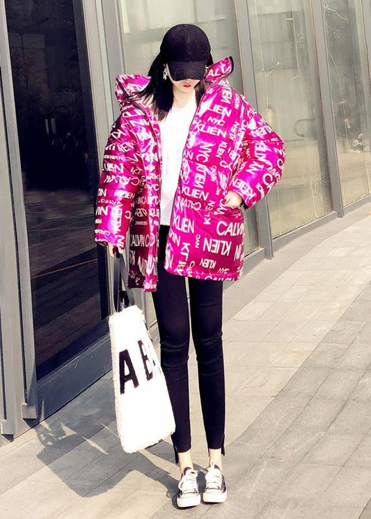 New rose Letter duck down coat plus size clothing snow jackets hooded pockets Luxury Jackets - SooLinen