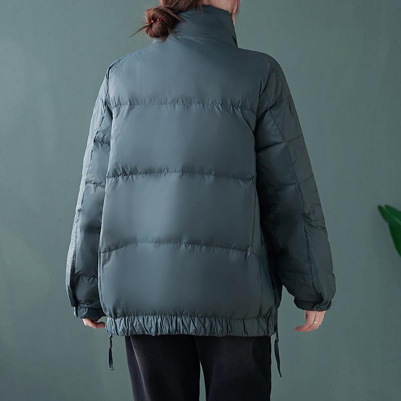 New trendy plus size down jacket Winter overcoat red stand collar patchwork goose Down coat - SooLinen