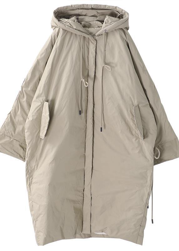 New trendy plus size winter jacket black hooded zippered goose Down coat - SooLinen