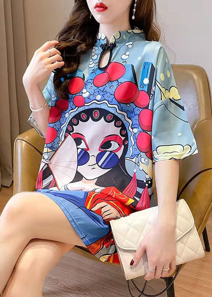 2025 New Summer Peking Opera Face Design And Slim Slim Dress