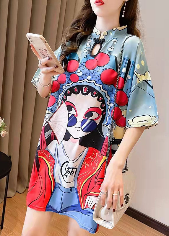 2025 New Summer Peking Opera Face Design And Slim Slim Dress