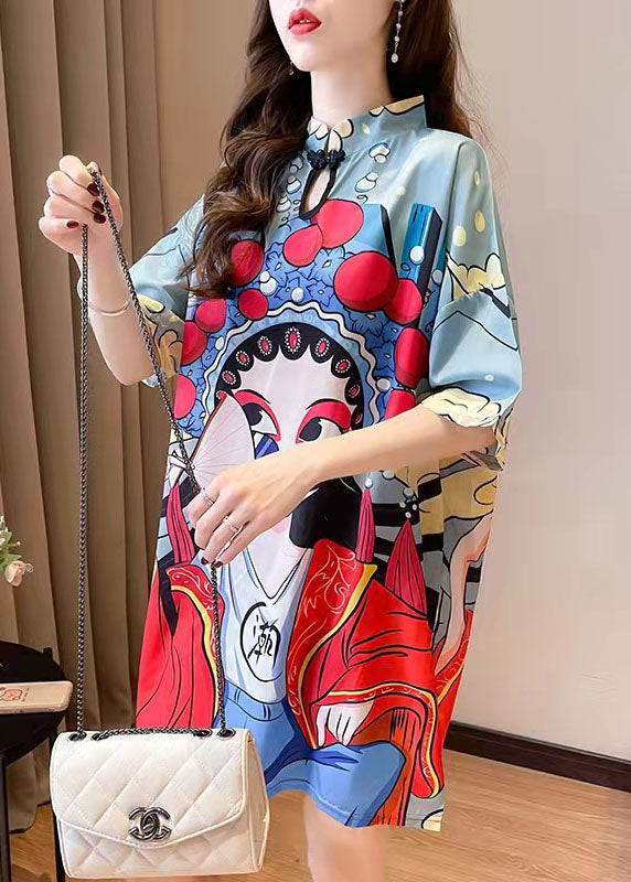 2025 New Summer Peking Opera Face Design And Slim Slim Dress