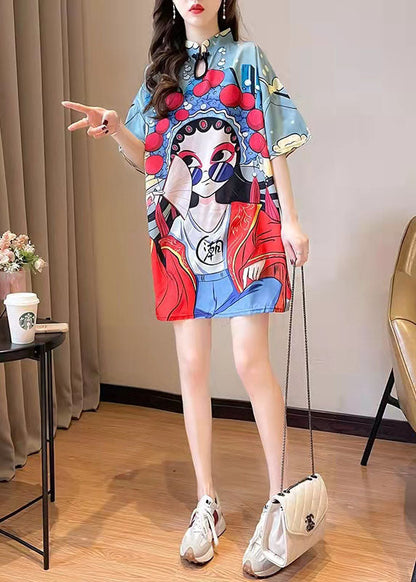 2025 New Summer Peking Opera Face Design And Slim Slim Dress