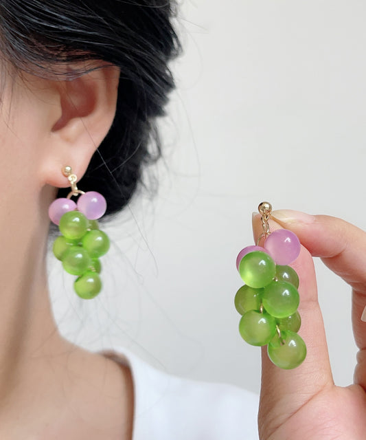 Novelty Colorblock Copper Alloy Grape Skewers Drop Earrings