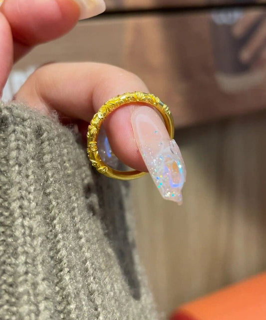Novelty Gold Ancient Gold Bauhinia Rings