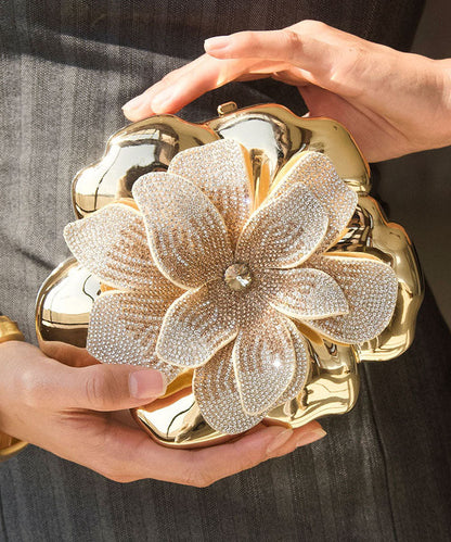Novelty Gold Shiny Zircon Flower Versatile Acrylic Evening Bag