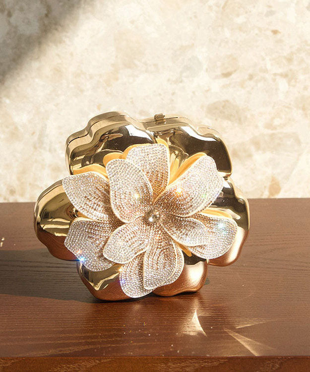 Novelty Gold Shiny Zircon Flower Versatile Acrylic Evening Bag