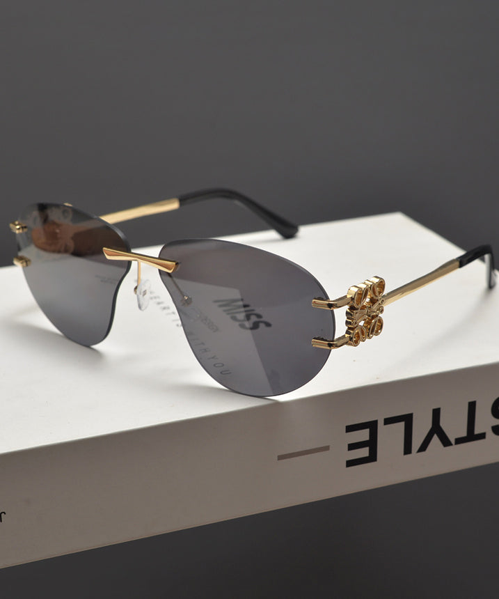 Novelty Gradient Tea Flower Decoration Frameless Sunglasses