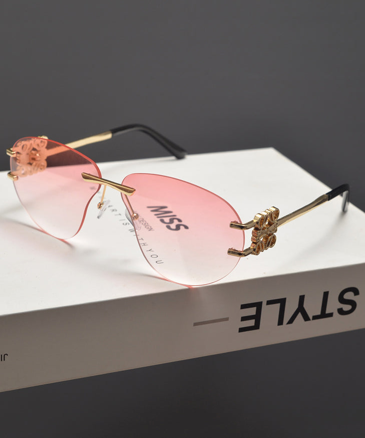 Novelty Gradient Tea Flower Decoration Frameless Sunglasses