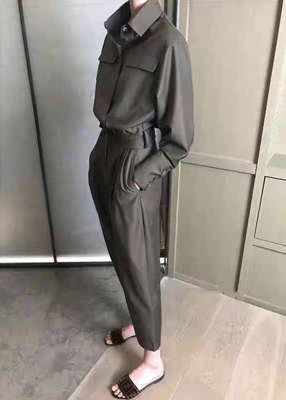 Novelty Peter Pan Collar Tunic Jumpsuit Spring