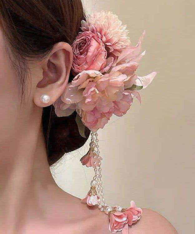 Novelty Pink Alloy Floral Tassel Hairpin
