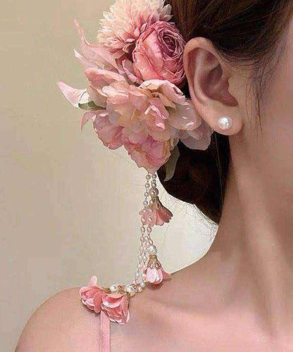 Novelty Pink Alloy Floral Tassel Hairpin