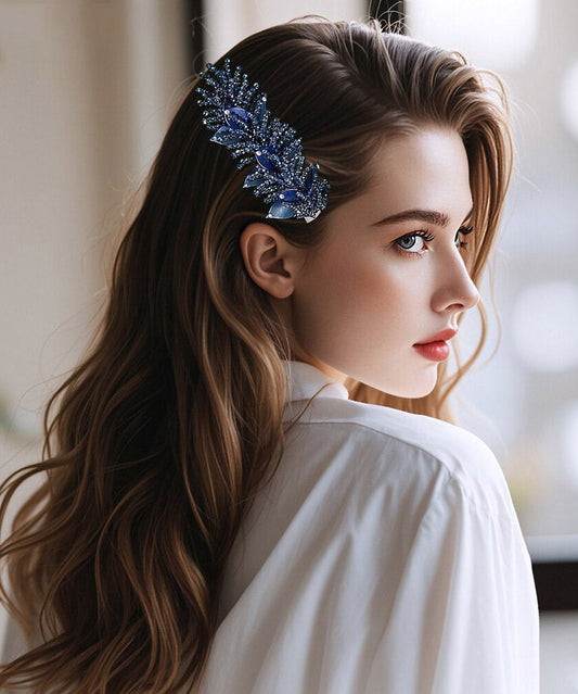 Novelty Royal Blue Alloy Crystal Zircon Hairpin