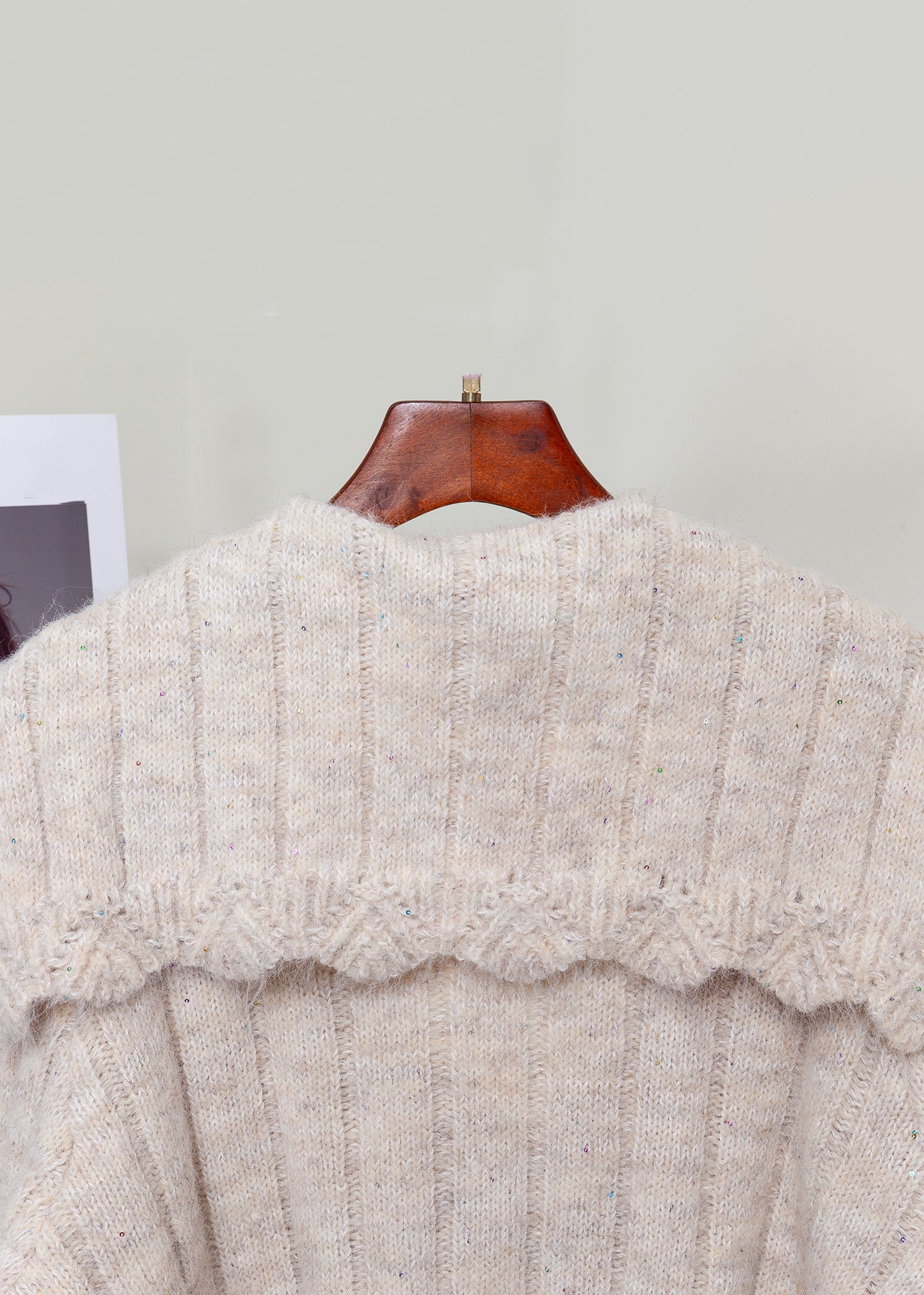 Oatmeal Floral Patchwork Knit Winter Sweaters Fox Fur