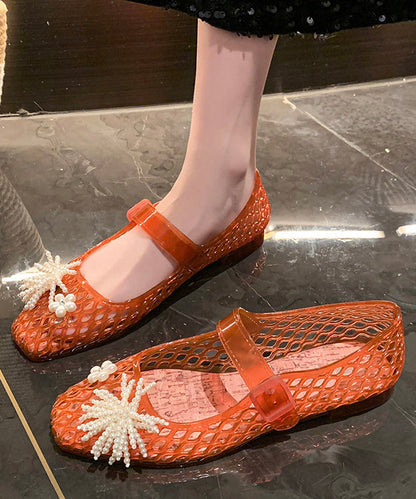 Orange Sandals Splicing Hollow Out Tassel Decorated