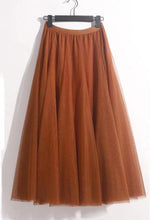 Load image into Gallery viewer, Orange Solid Wrinkled Tulle Summer Skirts High Waist