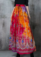 Orange Tie Dye Cotton Skirt Exra Large Hem Spring